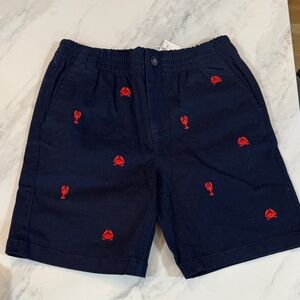 Janie and Jack Dark Blue Shorts with Red Embroidery